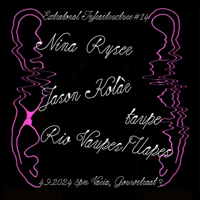 Flyer of the event Extratonal Infrastructure #14: Nina Ryser, taupe, Jason Kolàr and Rio Vaupes/Uapes