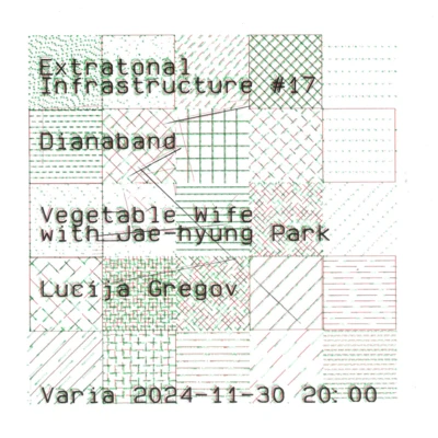 Flyer of the event Extratonal Infrastructure #17: Dianaband, Vegetable Wife with Jae-hyung Park and Lucija Gregov